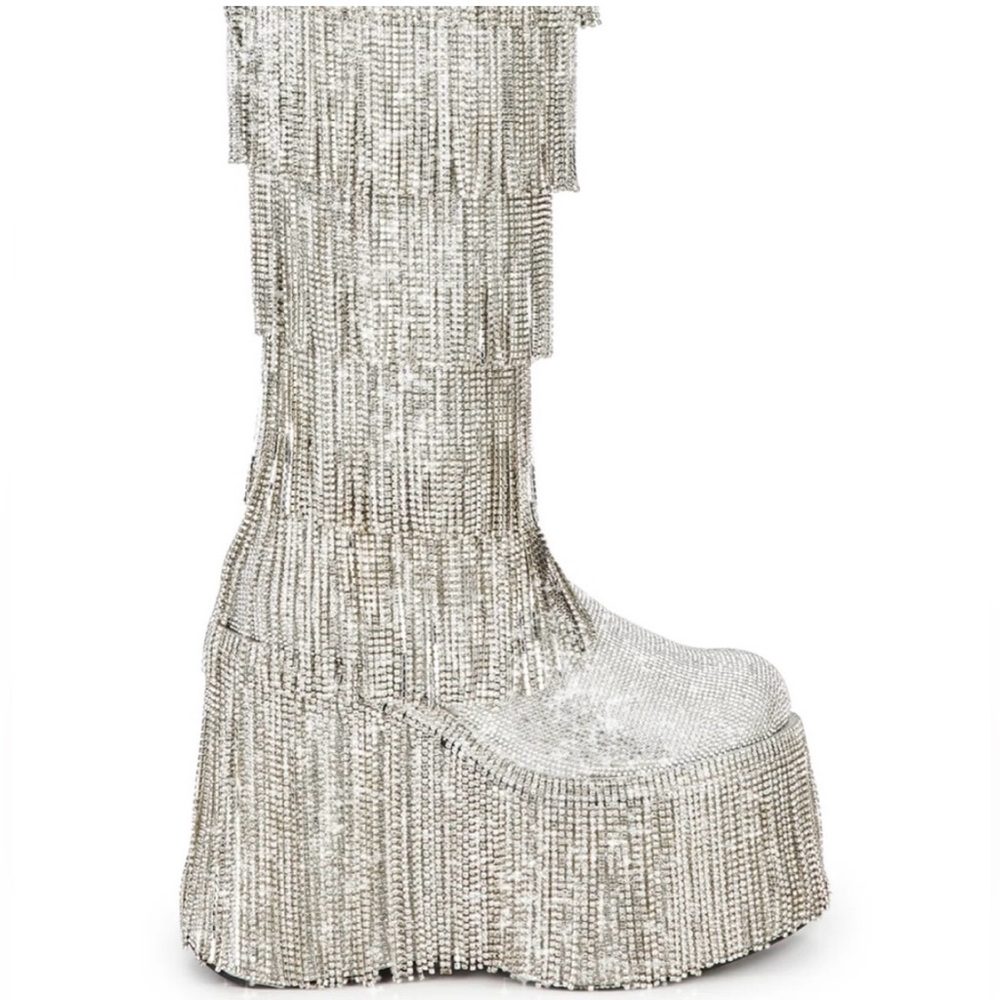 Dolls Kill Size 11 Sparked Emotions Rhinestone Platform Boot
